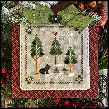 Little House Needleworks ~ Log Cabin In The Woods Bear